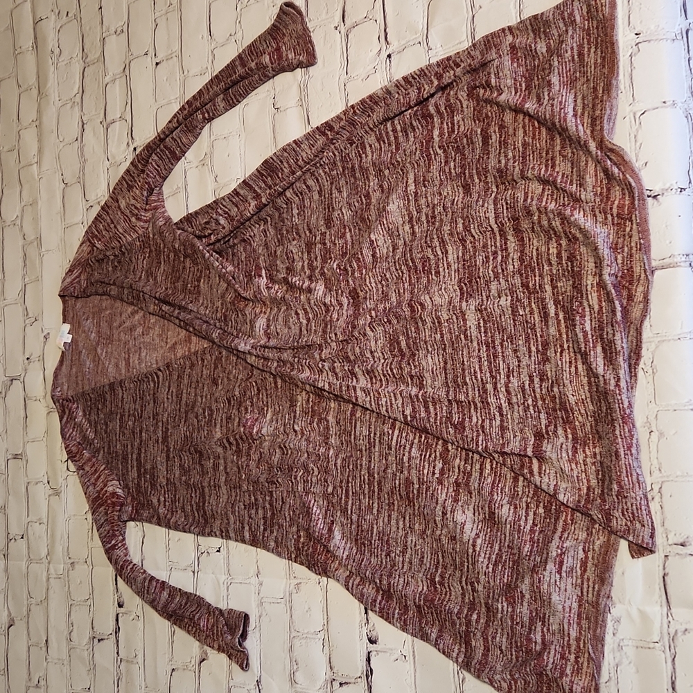 LuLaRoe Sarah long duster sweater in heathered maroon